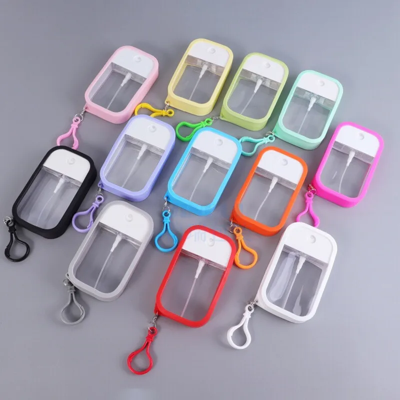 

100 шт. 50 мл портативный флакон с распылителем для карт, флакон для духов и дезинфицирующих средств для рук, силиконовый набор