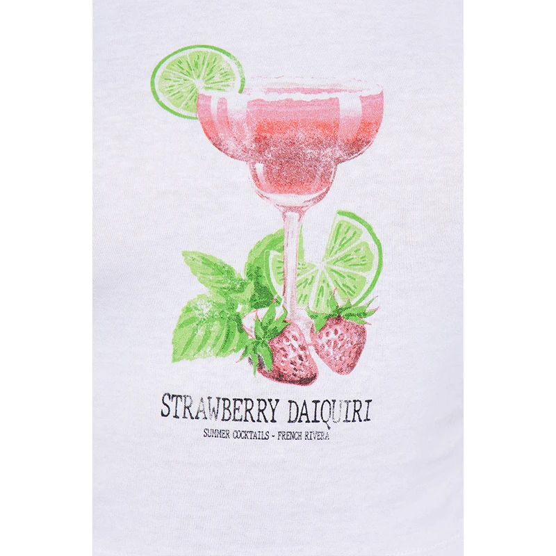 Y2K Style Summer New Aesthetics Cocktail Print Slim Fashion Baby Tee Women Short Sleeve T-shirt Hot Girl Harajuku Sexy Crop Tops