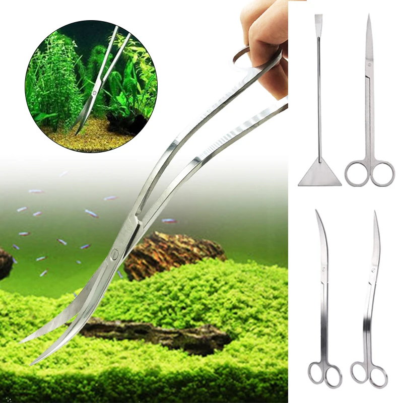 

Aquarium Scissor Tweezer Tools Fish Tank Plants Trimmer Wave Scissors Grass Stainless Cleaning Tools Storage Holder Accessories