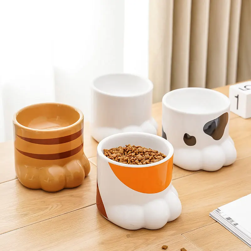 

Japanese-style Ceramic Cat Bowl Cat Food Bowl Cat Claw Bowl Cat Food Bowl Pet Supplies Drinking Water Bowl To Protect Gatos