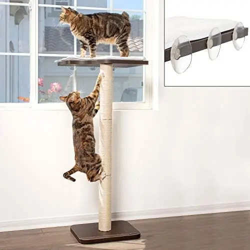 

Ultimate Cat Window Climbing Perch 45\u201D Tall (Tree Sisal Scratching Posts, Modern Design Simply Suctions to Window. (EASY TO