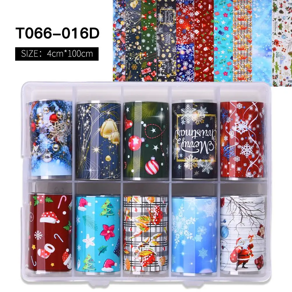 

1box 100cm Christmas Nail Foils Winter Snowflakes Santa Claus Xmas Transfer Foil Paper Hot Stamping Foil Sticker for Nail Decor