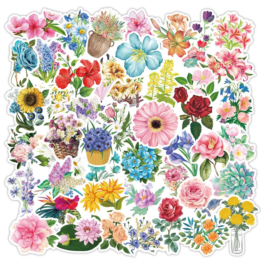 10/30/50 шт. наклейки с мультяшными растениями и цветами серия осенние листья