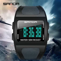 sanda mens electronic watch fashion hd led display wearable case waterproof silicone strap mens watches relogio masculino 222