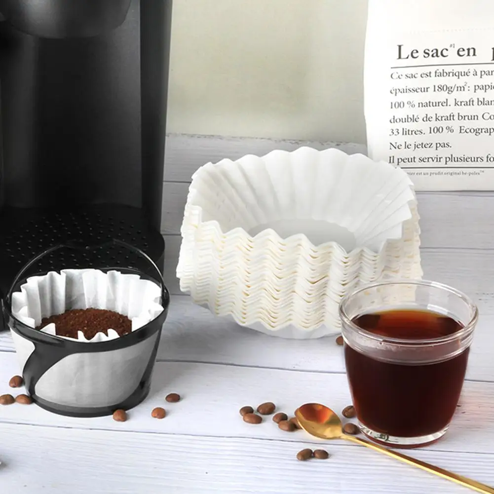 

100pcs Disposable Coffee Filters Natural Wood Pulp Perfect Drip Full Flavor No Coffee-ground Residue Dm03 112 X 112 X 63mm
