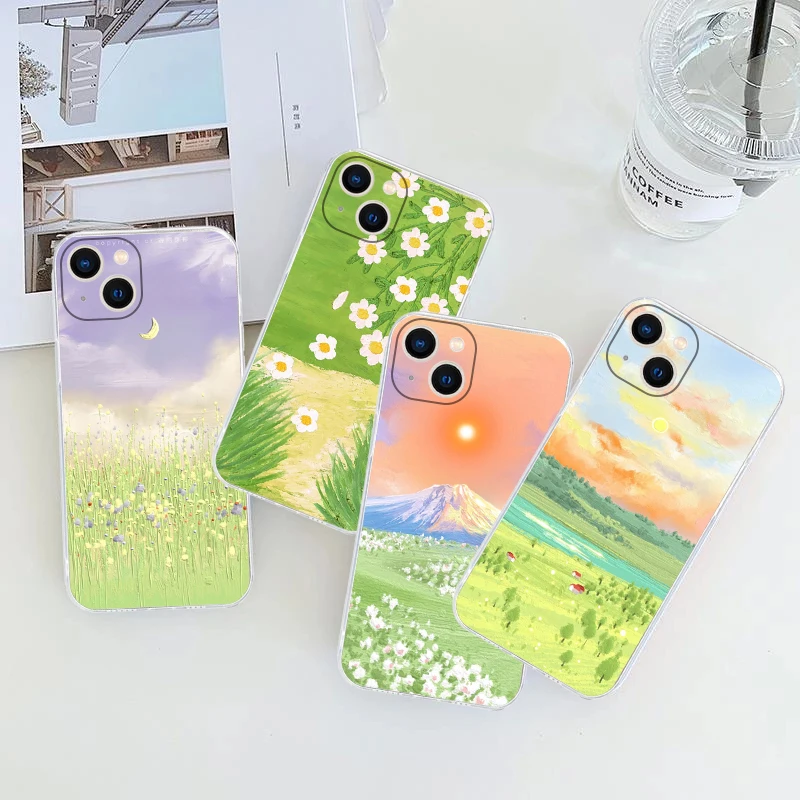 

Oil Painting Personality Niche Phone Case for iPhone 13 11 Pro 12 Mini MAX X XR XS 8 7 Plus 6 6s Funda Carcasa Liquid Silicone