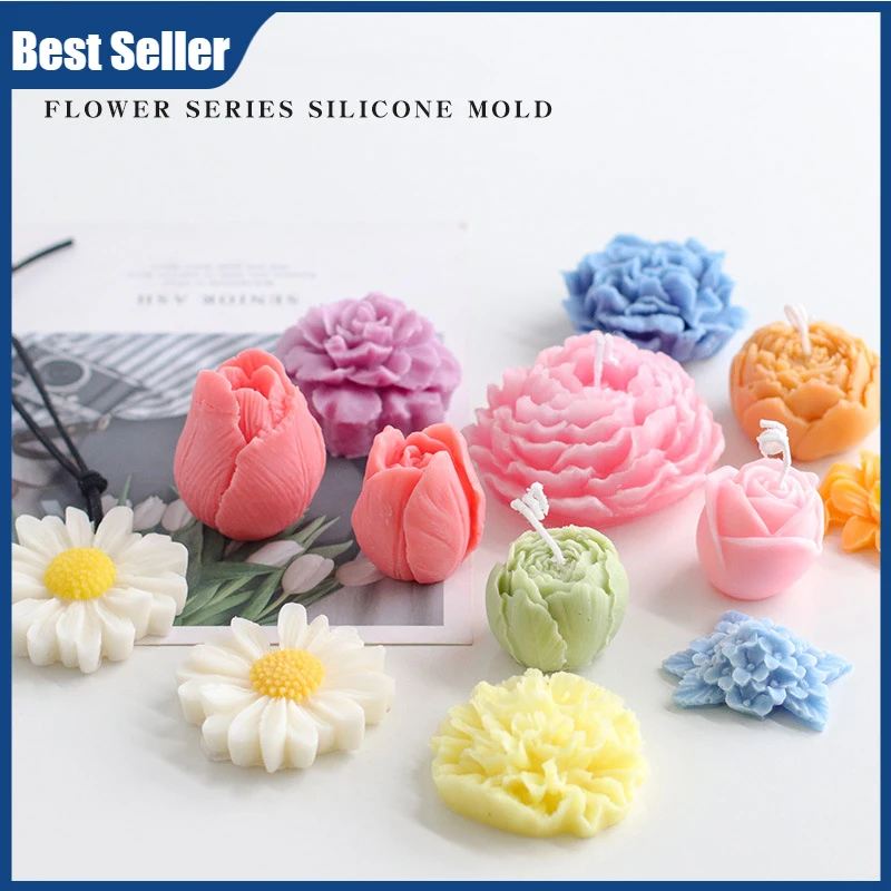 

Rose Flower Shape Silicone Candle Mold Fondant Chocolate Cake Molds Aromatherapy Gypsum Candle Handmade Soap Mold Cake Baking