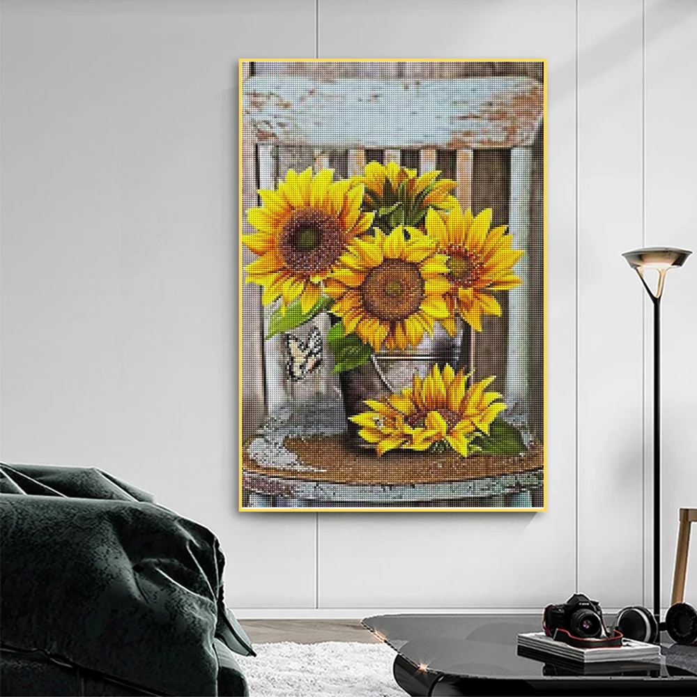 

Floral 5D Diamond Painting Sunflower DIY Diamond Mosaic Full Round Diamond Embroidery Cross Stitch Kit Home Decor
