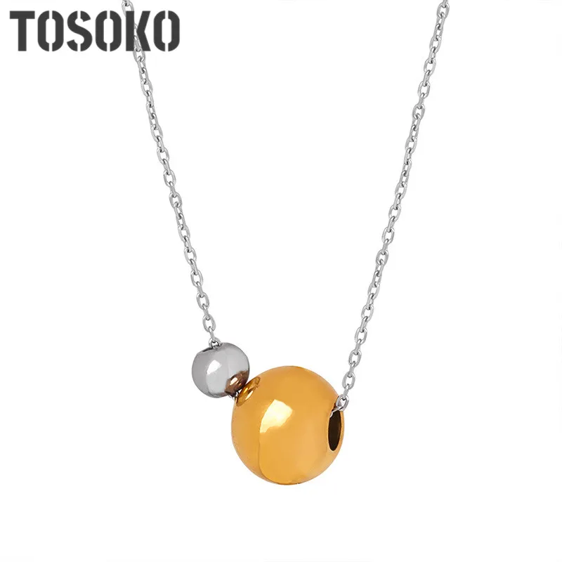TOSOKO ювелирные изделия из нержавеющей стали геометрические Стальные Бусины Бисероплетение модная и стандартная Женская цепочка на свитер BSM007