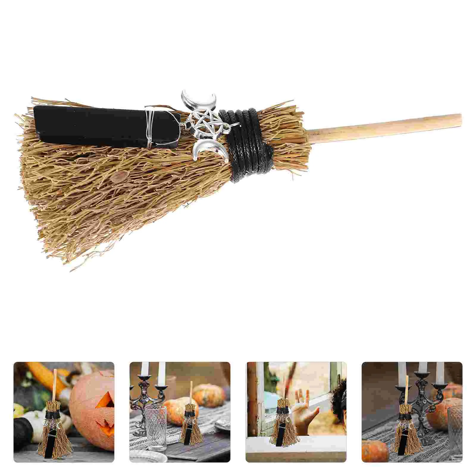 

Broom Pendant Micro Landscape Decor Witch Ornament Garden Miniatures Halloween Supplies Car Hanging Prop House Ornaments