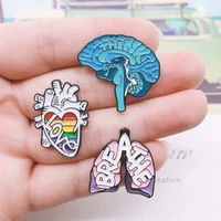 creative badges cartoon body organ brooch heart brain lungs enamel badge backpack accessory jewellery gift for girls