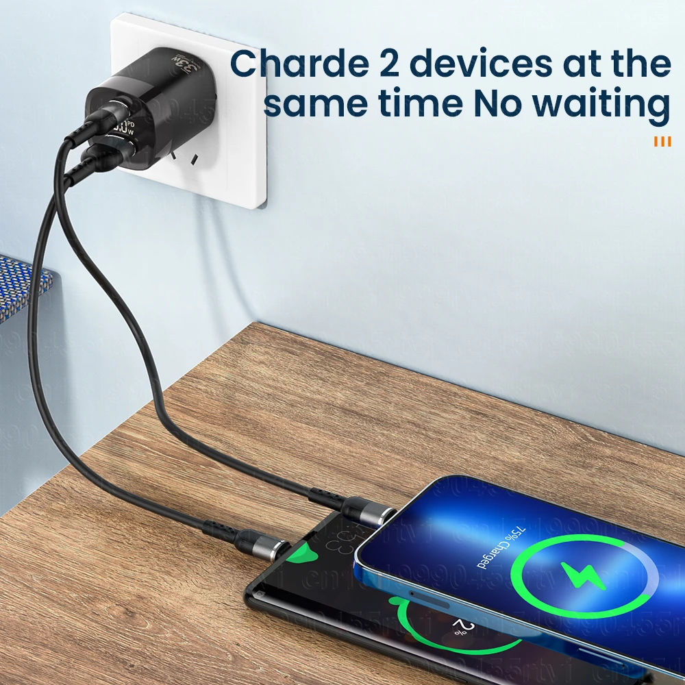 Digital Display PD 33W USB C Charger For iPhone iPad QC4.0 Fast Charging Type C Mobile Phone Charger For Samsung Huawei Xiaomi
