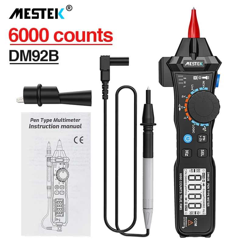 

Handheld Digital Multimeter 6000 Counts Pocket Pen Auto Range/Smart Multimeter AC/DC Voltage Resistance Diode Continuity Tester