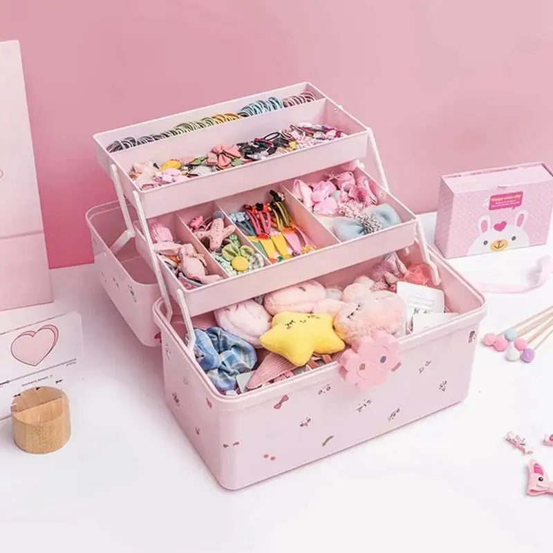 

Girls Hair Accessories Storage Box Organizer Girls Head Rope Hairpin Rubber Band Head Jewelry Box Children Birthday Gifts 2023