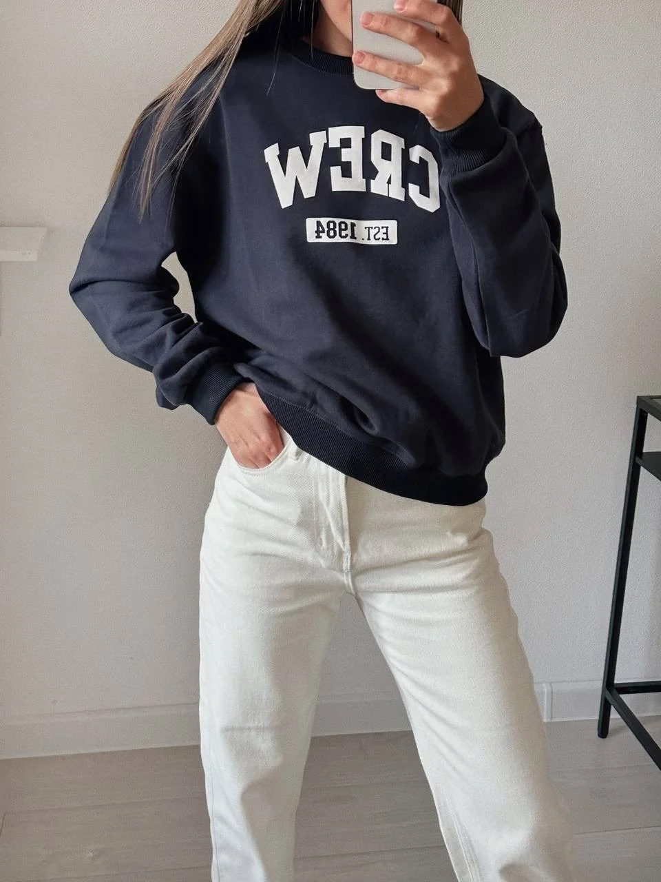 

Gray sweater women's early spring loose round neck capless 2023 new lazy wind student pullover casual top