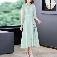 2022 chinese dress cheongsam vintage chinese womens flower embroidery qipao party dress vestido chinese traditional dress qipao