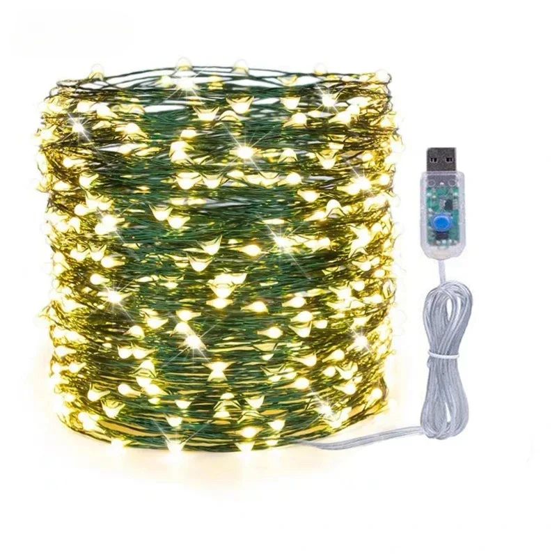 Рождественская гирлянда LED зеленого цвета 20 метров 8 режимов