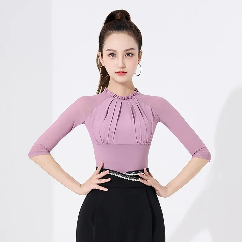 Одежда для танцев женские топы со средними рукавами латинских вечерние платья