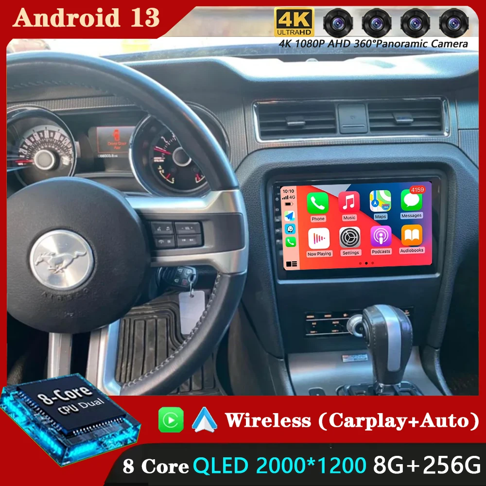 Автомагнитола Carplay для Ford Mustang 2010 2011 2012 2013 2014 Android 13 мультимедийный проигрыватель с