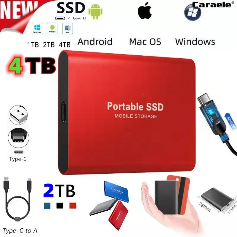 

Original High speed 4TB 2TB 1TB SSD Portable External Solid State Hard Drive USB3.0 Mobile Hard DriveDesktop Laptop MacBook