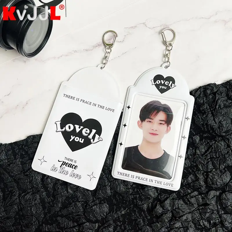 

3 inch Korea Idol Photocards Storage Holder Keychains Sweet Girls Bus Card Holder Case Cute Photo Sleeves Student Stationary