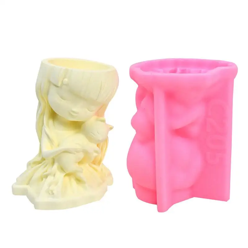

Flower Pot Silicone Mold for Home Girl Cat Flower Pot Silicone Mold Concrete Planter Clay Garden Flower Pots Mold Accessories