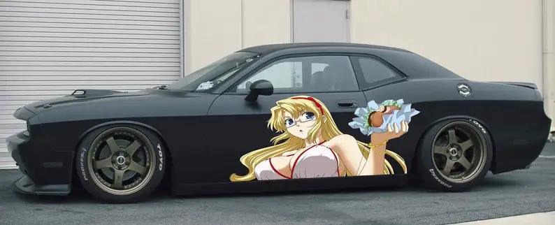 

Sexy Anime Girl Car Sticker, Stickers for Sport Cars, One part mirrored, Large Size Color Anime Car Decals, Manga Theme Side Car