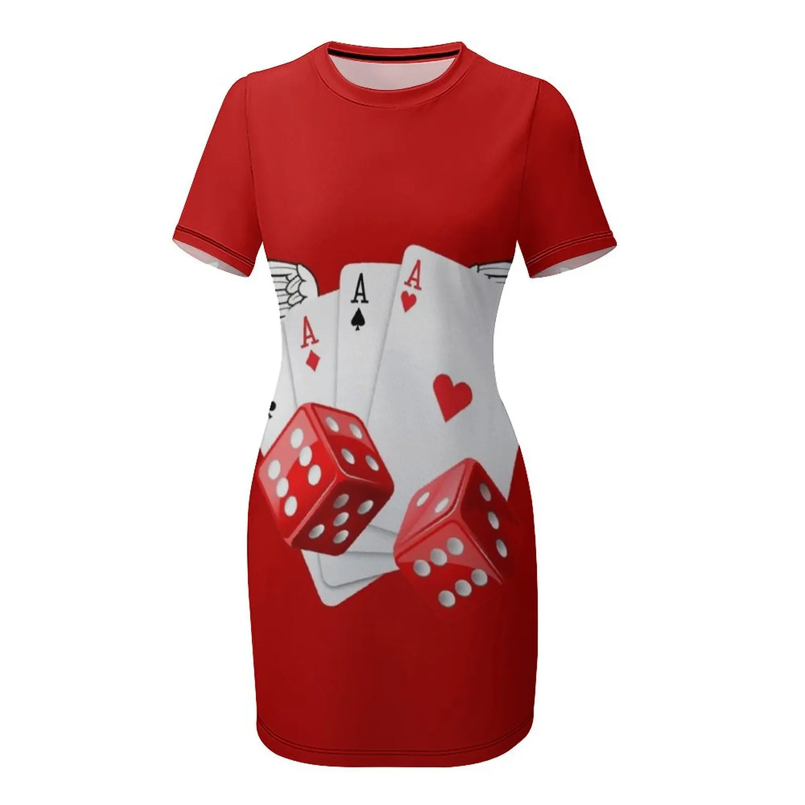 Карты Ace Poker с крыльями и кубиками. Платье короткими рукавами женские платья