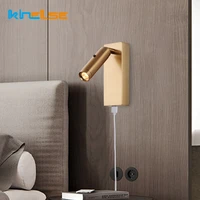 3w led reading wall lamp with switch dc5v usb charging port bedside 350 degree rotation bedroom hotel headboard sconces light