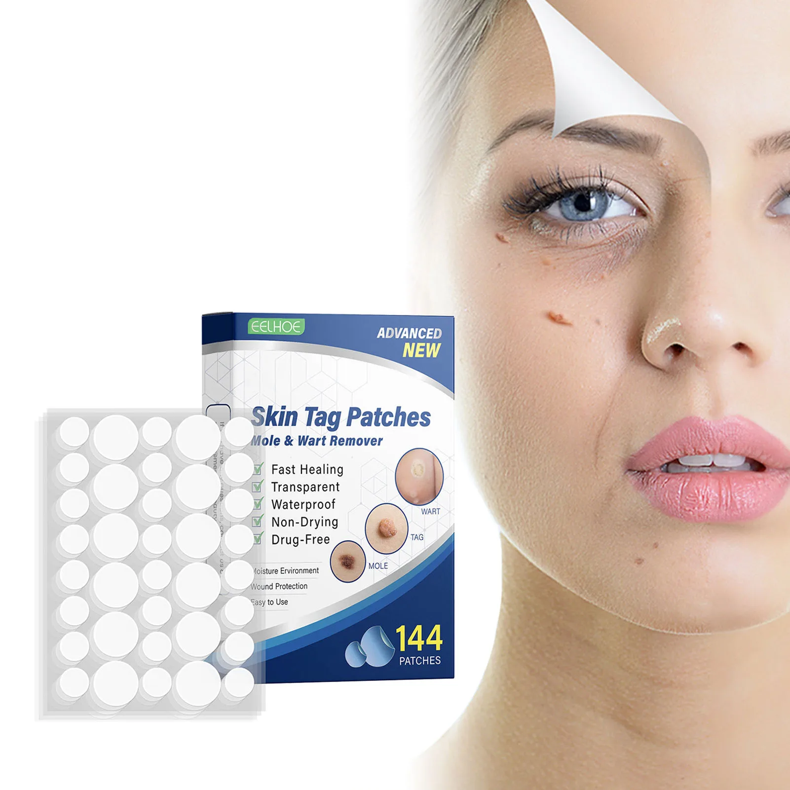 

144PCS Skin Tags Remover Stickers Natural Gentle Wart Removal Patches Effective Skin Stickers For Men Women
