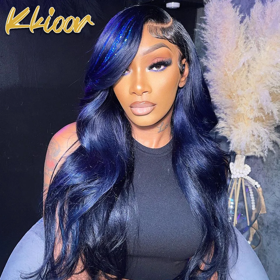 

Deep Blue Lace Frontal Human Hair Wigs Ready To Wear 13X4 Body Wave Lace Wig For Halloween Party Free Shipping WigS On Sale