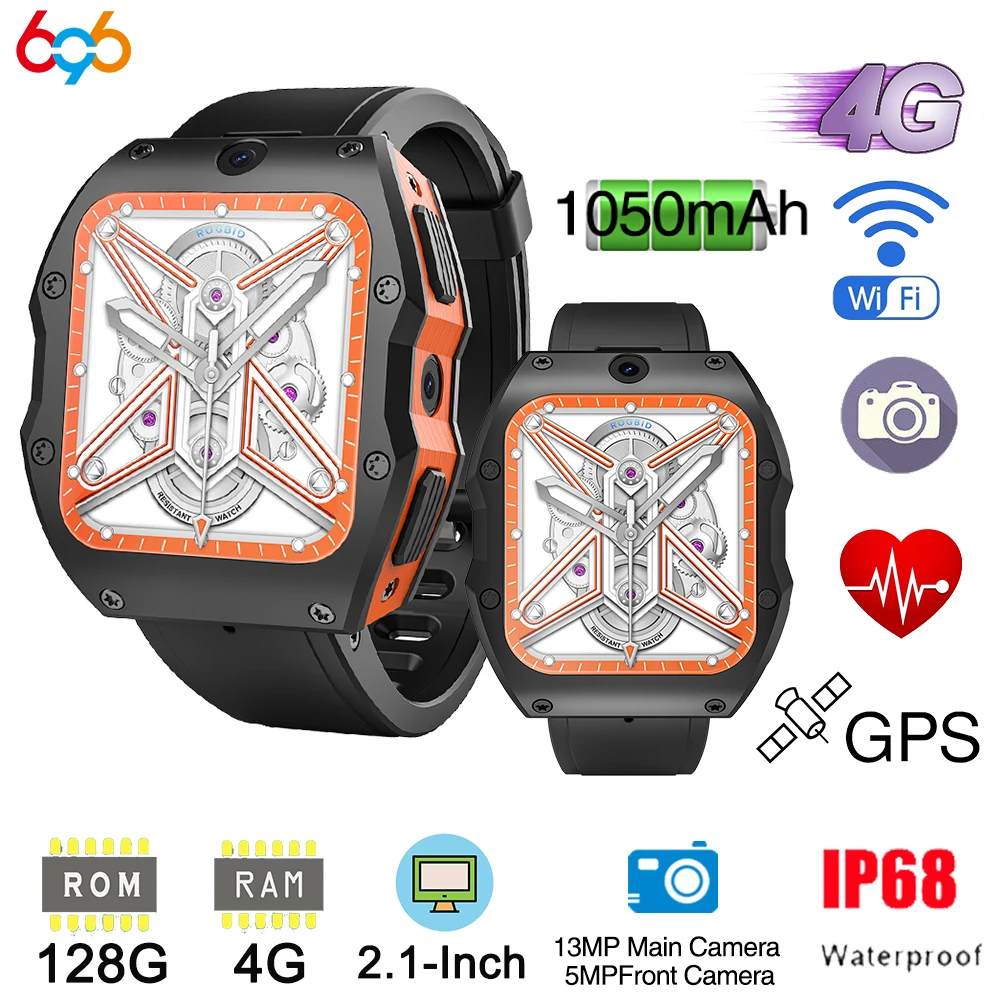 4G LTE Android Смарт-часы 5MP + 13MP HD Камера Сердечного ритма WiFi GPS Мужчины Женщины