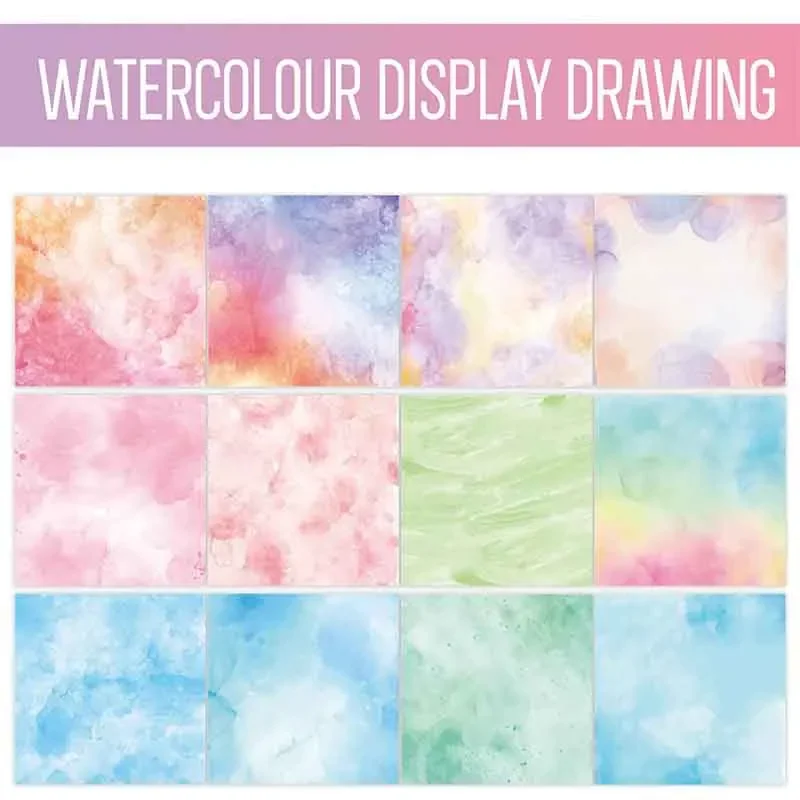 12 Sheets Watercolor Decorative Paper Square Origami DIY Handmade Scrapbook Card Making Art Material Gift Deccor