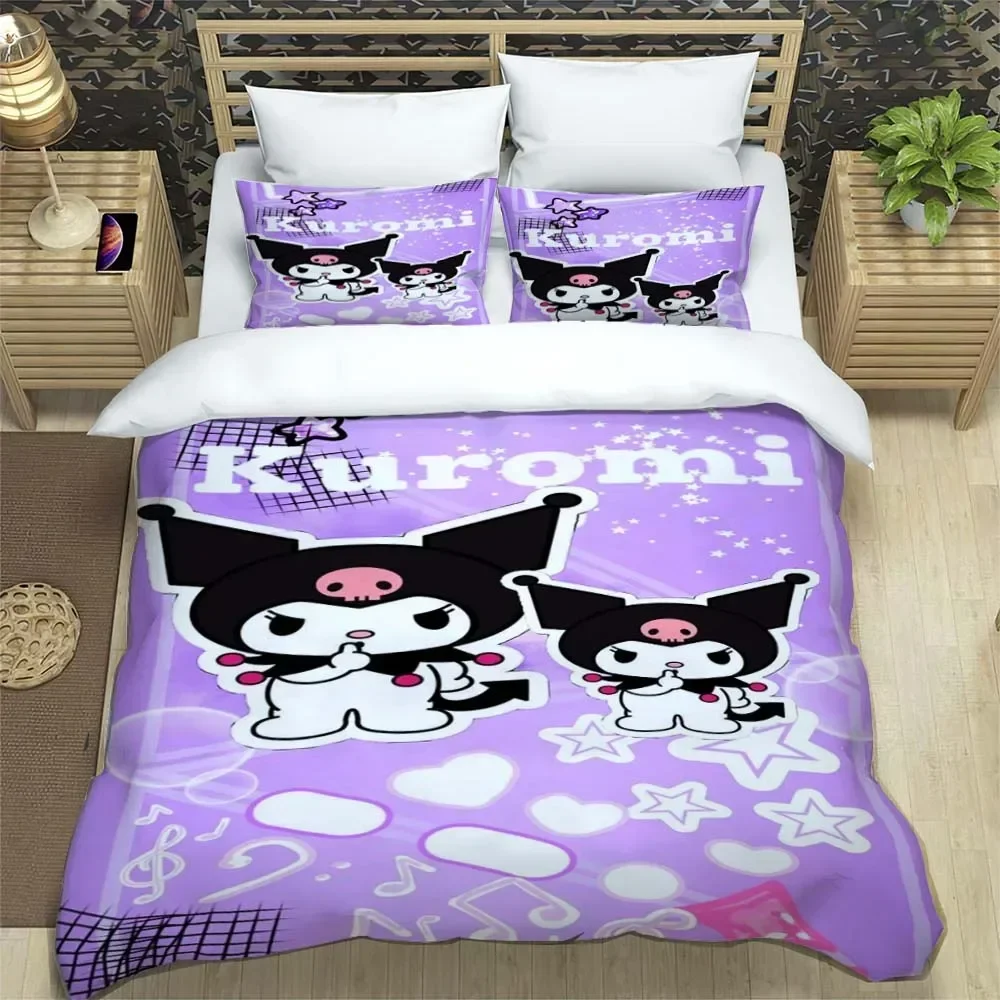 Cartoon Kuromis Pattern Quilt Cover With Pillowcases Microfiber 3D Digital Printed Bedding Set Twin Full Queen King