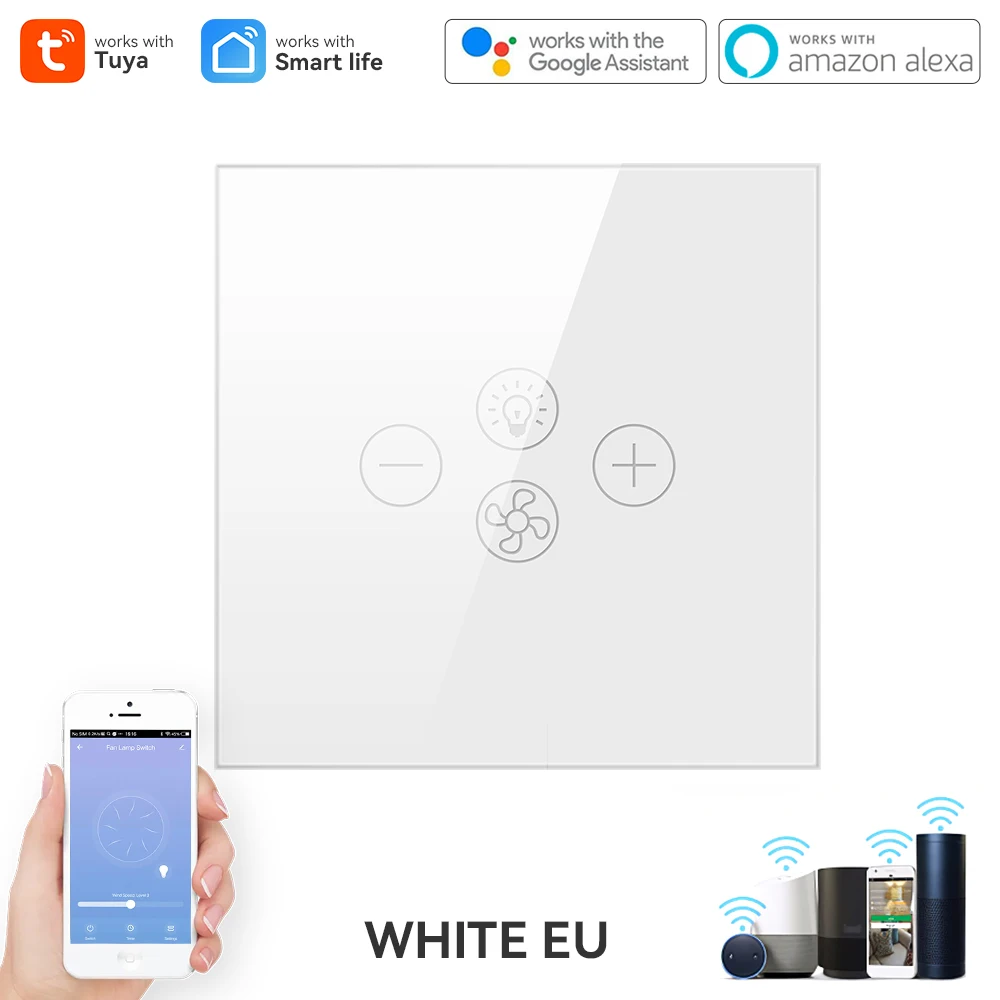 

Smart Wifi Fan Light Switch Tuya Remote EU/US Ceiling Fan Lamp Switch Various Speed Control Work with Alexa Google Home