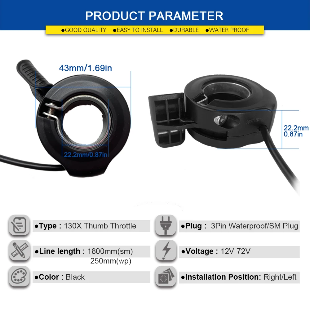 Быстрая дроссельная заслонка Электрический скутер велосипед 130X