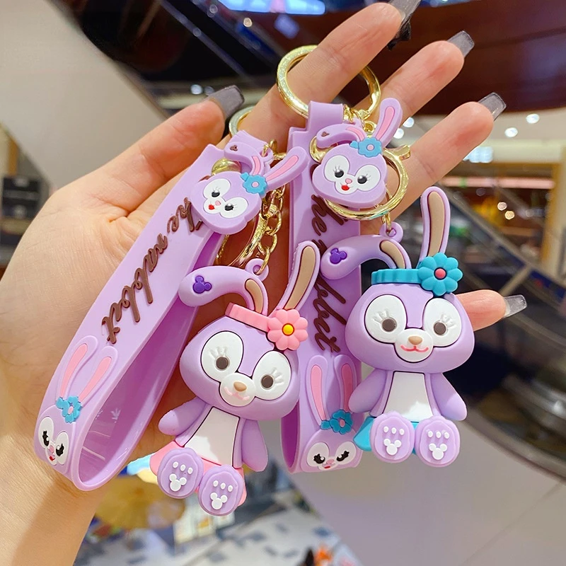

New Creative Long Ear Laurel Rabbit Keychain Cute Couple Girl Heart Cartoon Doll Gift Car Key Ring Pendant