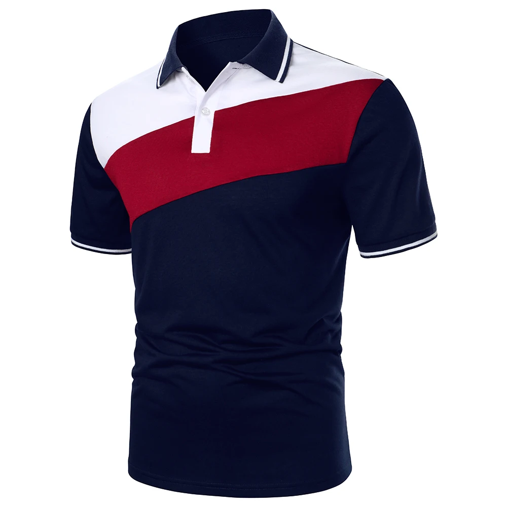 Мужская Асимметричная рубашка-поло Повседневная с короткими рукавами и отложным
