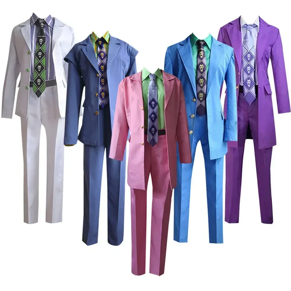 

Halloween Kira Yoshikage Cosplay Costume Adult Mens Shirt Pants Coat Uniform Suits Carnival Party Cosplay Costume