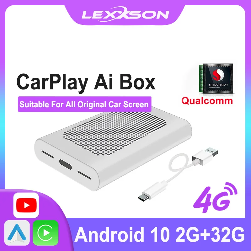 LEXXSON 4G LET Android 10.0 Carplay Ai Box autoradio IOS CarPlay lettori Video multimediali Android 2 32G Wireless Mirror link TV
