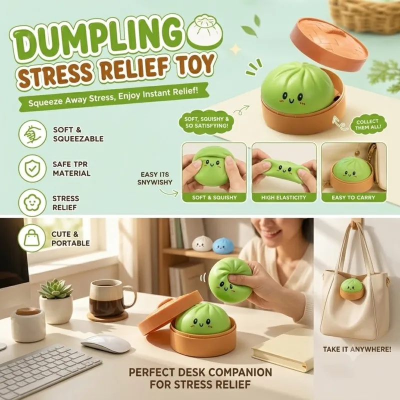 Фото WOWFU-Dumpling Squishy: Загадочные сквиши-пельмени для взрослых, призы для класса, сувениры для вечеринок, сквиши-антистресс, мячики для снятия стресса №1