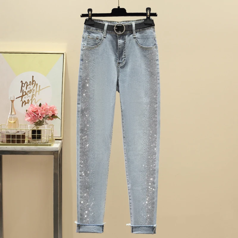 Женские джинсы с завышенной талией Свободные повседневные однотонные джинсовые