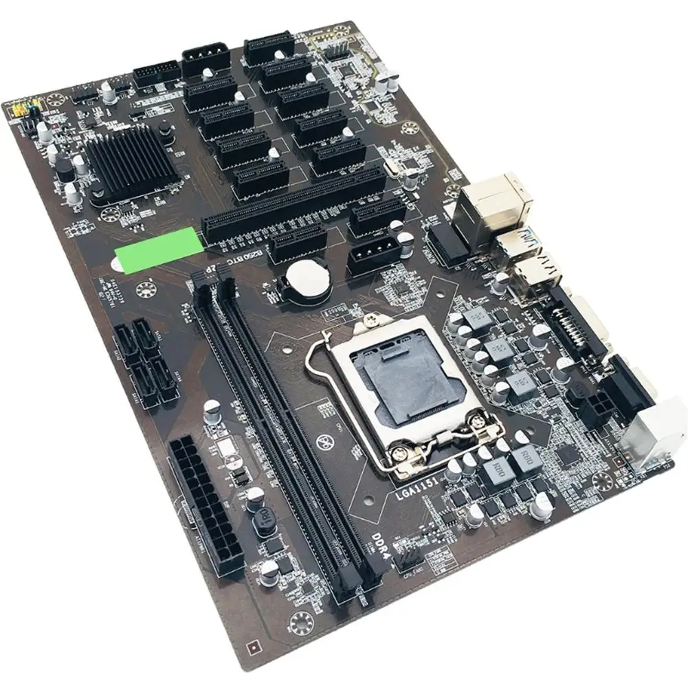 

B250 BTC Mining Machine Motherboard 12 PCI-E16X Graph Card SODIMM LGA 1151 DDR4 SATA3.0 Support VGA DVI for Computer Motherboard