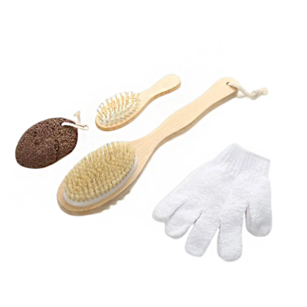 

4 Pieces/Set Bathing Wood Brush Scrubber Cleaning Brushes Bathroom