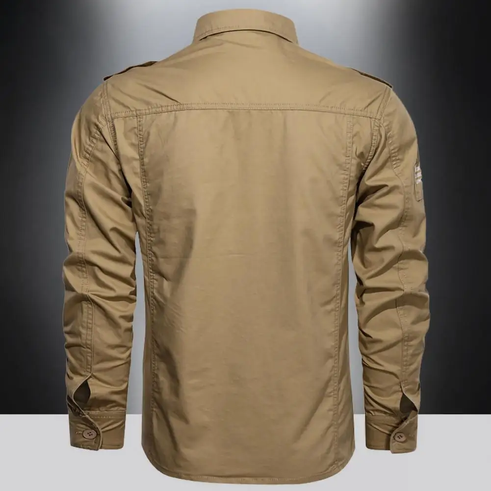 Stylish Spring Top Lapel Solid Color Casual Cardigan Men Shirt  Soft Men Spring Top for Home