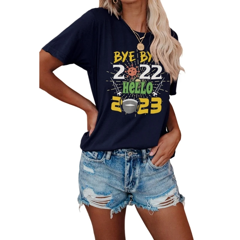 

Rainbow-Round Neck Short Sleeve Tee-Shirt Casual Pullover Loose Fit Blouse Top