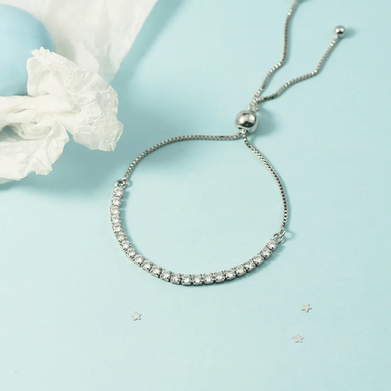 

Модный Блестящий циркониевый браслет с кристаллами, регулируемые женские корейские простые круглые бусины, индивидуальные звезды в стиле ...