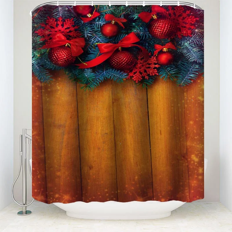 

Christmas Wood Decoration Bathroom Curtains Polyester Waterproof Mildew Bath Shower Curtains Anti Peeping Bath Door Curtain 3.23