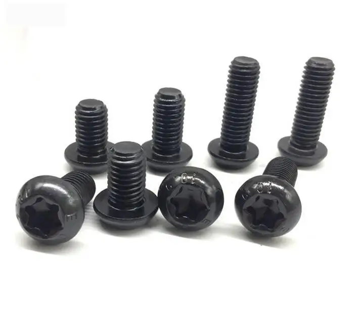 

10pcs/lot GB2672 M5 M6 5mm 6mm Six Lobe Torx Pan Round Head Screw 10.9 High Tensile Black 10-30mm Length