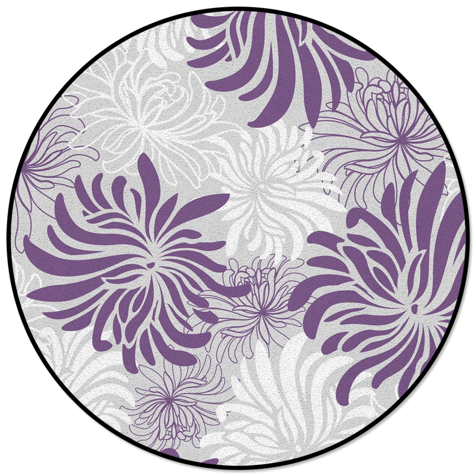 

Chrysanthemum Purple Texture Rugs And Carpets For Home Living Room Round Rug For Children Rooms Non-slip